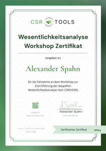 Wesentlichkeitsanalyse Workshop Zertifikat