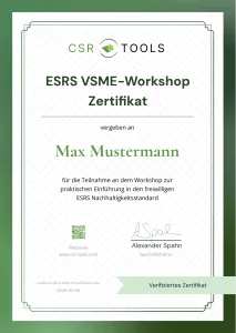 ESRS VSME Workshop Zertifikat